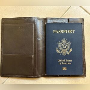 Brown Leather Passport Holder Wallet unisex
